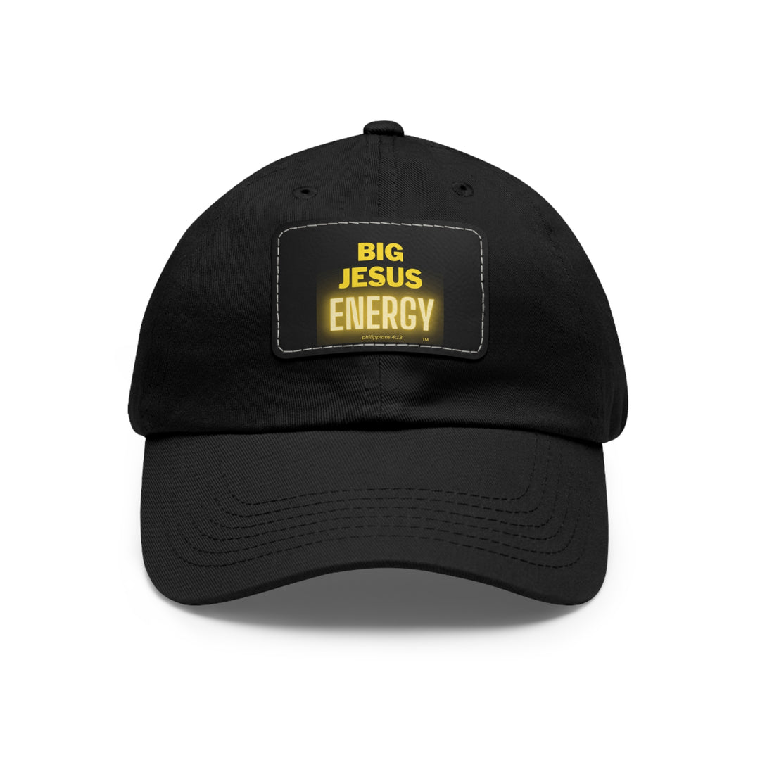 Big Jesus Enegry Dad Hat with Leather Patch (Rectangle)