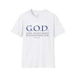 Load image into Gallery viewer, God Overcomes Discrimination  Unisex Softstyle T-Shirt Design 1
