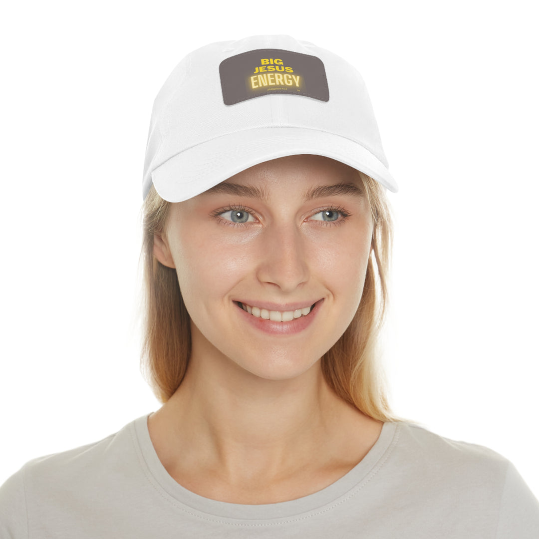 Big Jesus Enegry Dad Hat with Leather Patch (Rectangle)