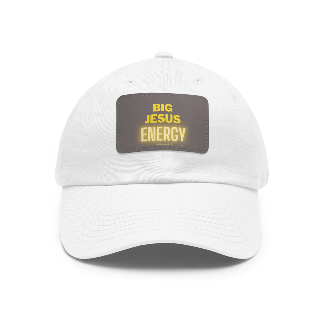 Big Jesus Enegry Dad Hat with Leather Patch (Rectangle)