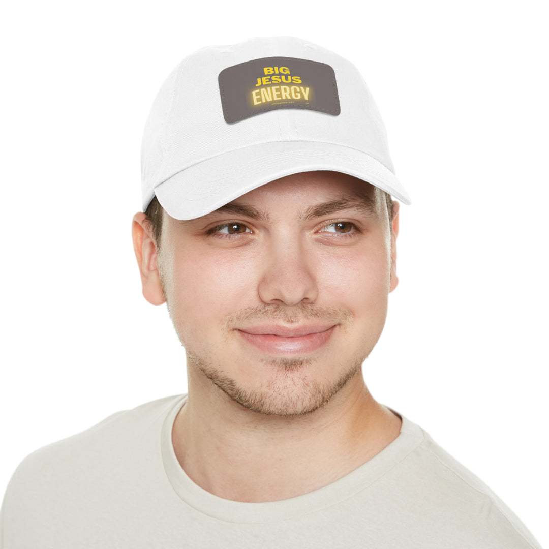 Big Jesus Enegry Dad Hat with Leather Patch (Rectangle)