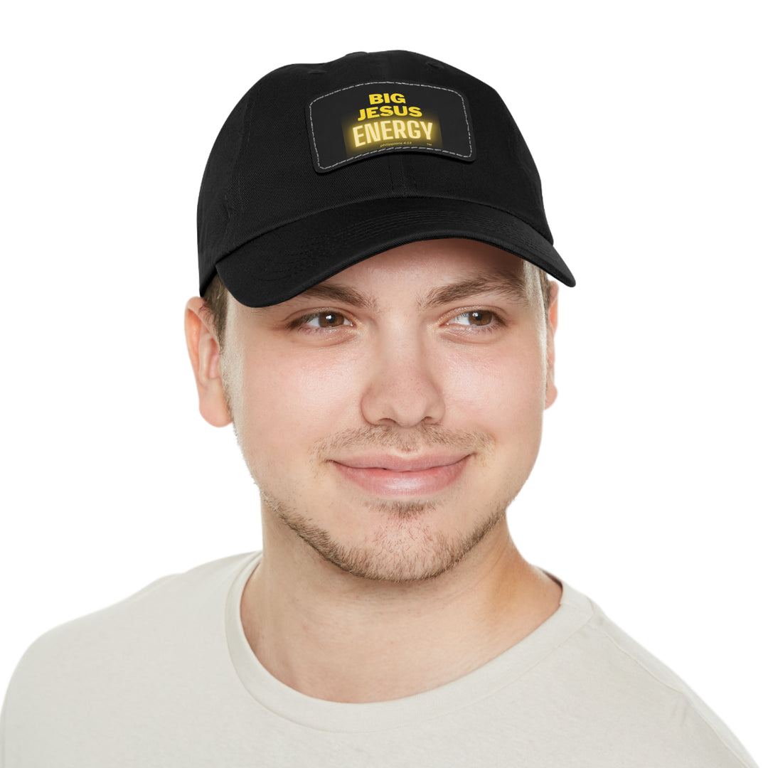 Big Jesus Enegry Dad Hat with Leather Patch (Rectangle)